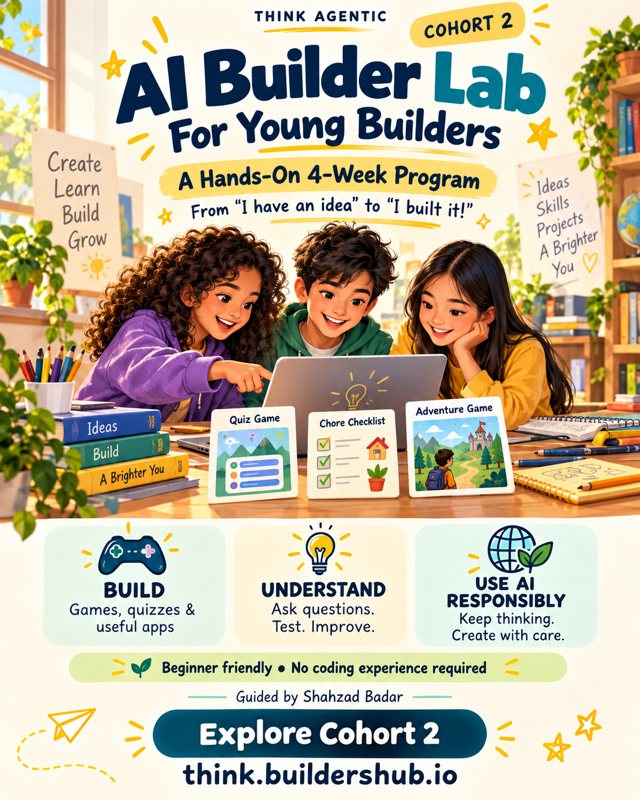 Flyer for AI Builder Lab for Young Builders, Cohort 2